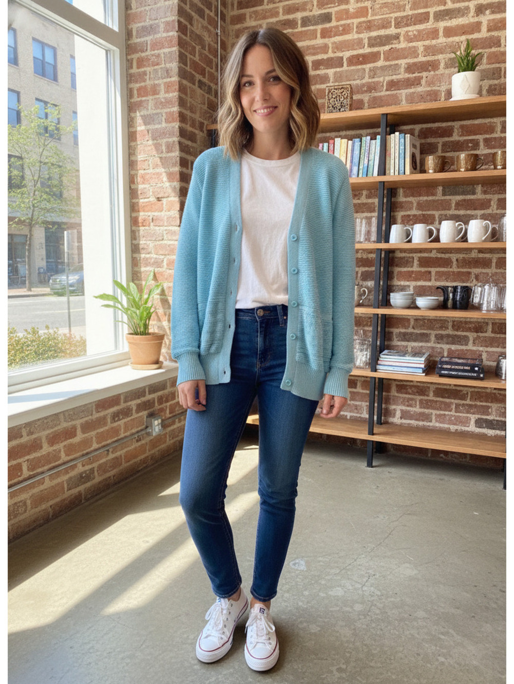 Catalina Light Blue Button-Up Cardigan Sweater